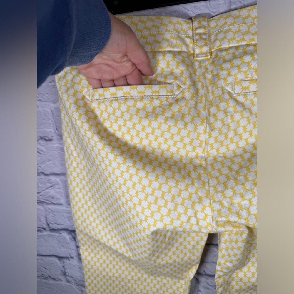 J. Crew Yellow White City Fit Stretch Cropped Pant Womens‎ size 6 - Picture 7 of 12